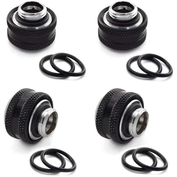 SDTC Tech Lot de 4 G1/4 Pouces à 12mm x 16mm (IDxOD) Raccord de Compression Rigide pour Système de Refroidissement par Eau PC Métal & Tube PETG