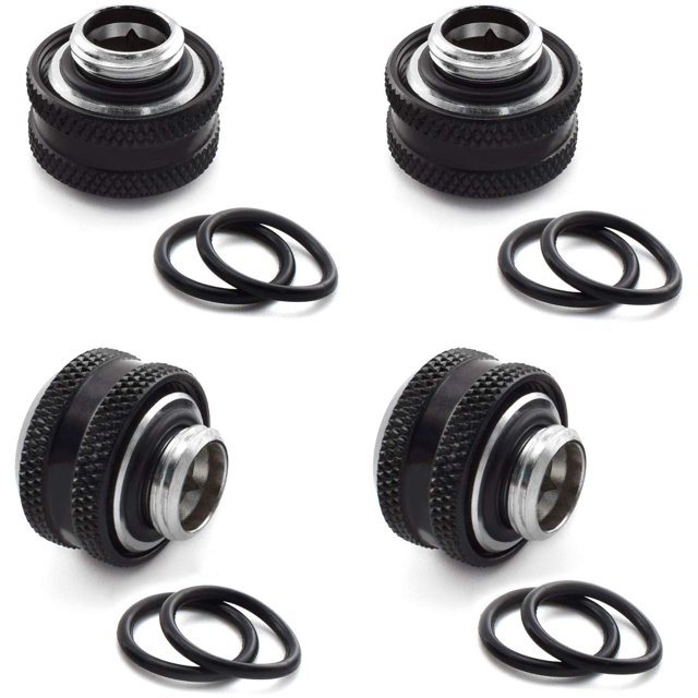 SDTC Tech 4-Pack G1/4" to 12mm x 16mm (IDxOD) Rigid Tubing Compression Fitting for PC Water Cooling System Metal & PETG Tube
