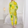 thumbnail image 5 of Kll Bright Lemons Print Women'S Long Sleeve Pajamas With Pants Sleepwear Loungewear 2 Set-Medium, 5 of 9