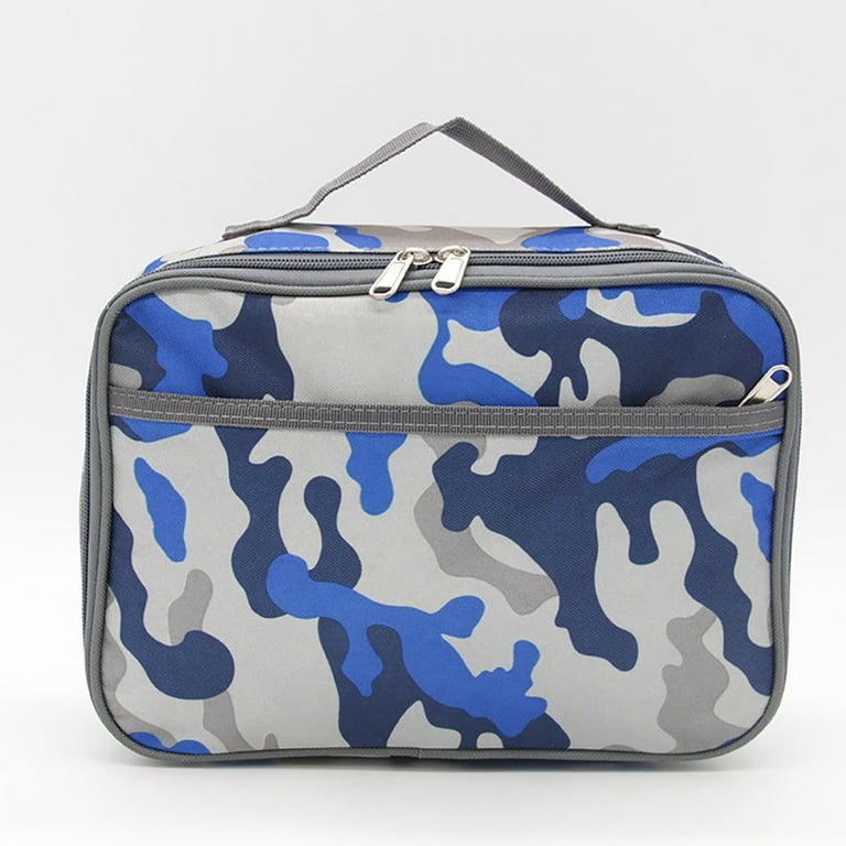 FlowFly Kids Lunch box Insulated Soft Bag Mini Cooler Back to School  Thermal Meal Tote Kit for Girls, Boys,Blue Camo