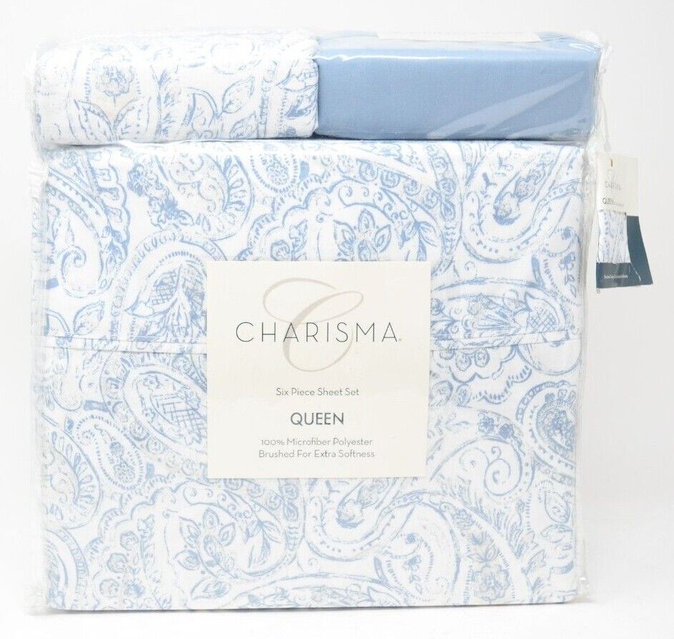 Charisma 6 Piece Microfiber Queen Sheet Set Vintage Paisley