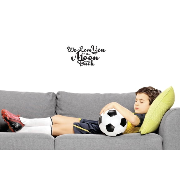 Custom Decals We Love You To The Moon And Back Wall Art Size: 20 Inches x 40 Inches Color: Black