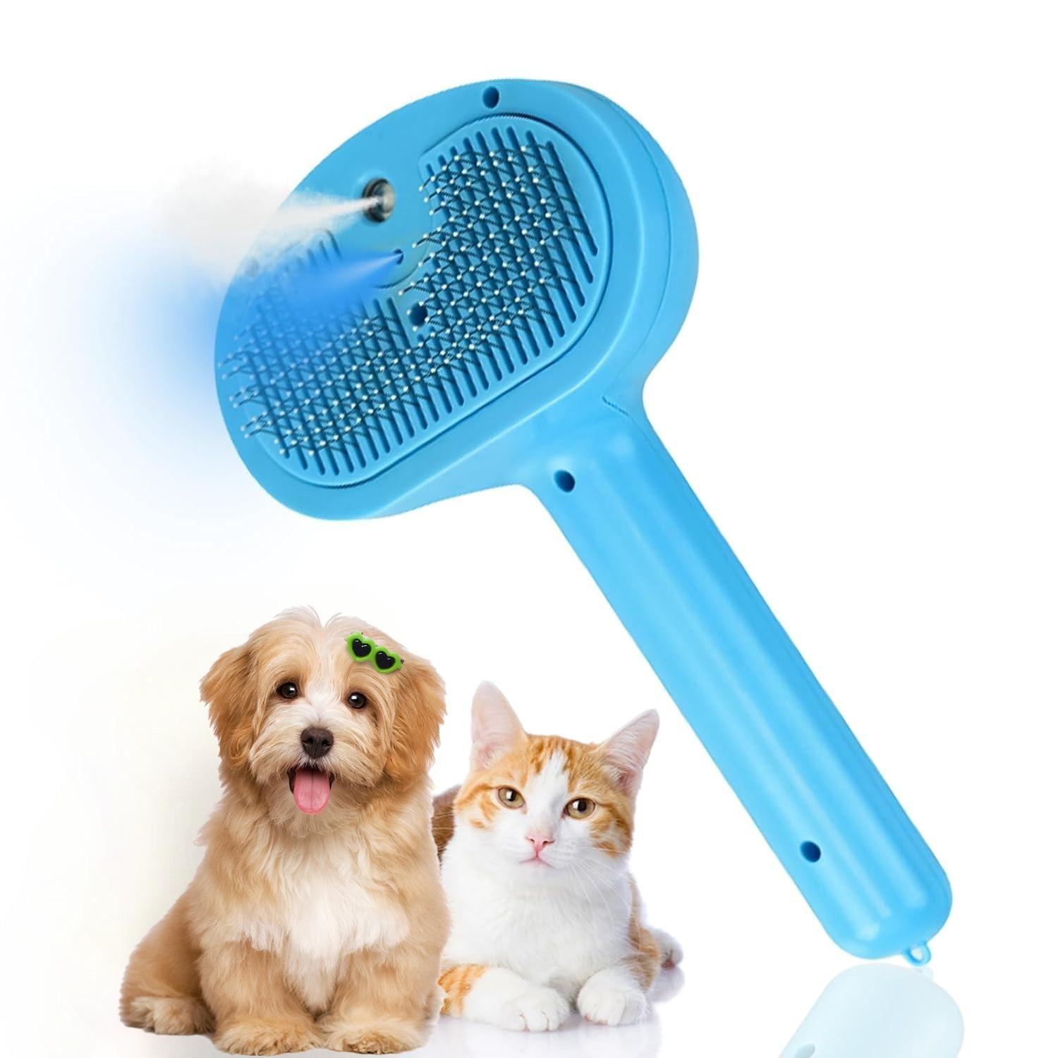 5-in-1 Pet Steam Brush for Cats Dogs & Other Pets - UV Sterilize & Massage - Safe for Thick Coats - 2oz Aromatherapy Oil Tank - Ideal for Travel & Home Use