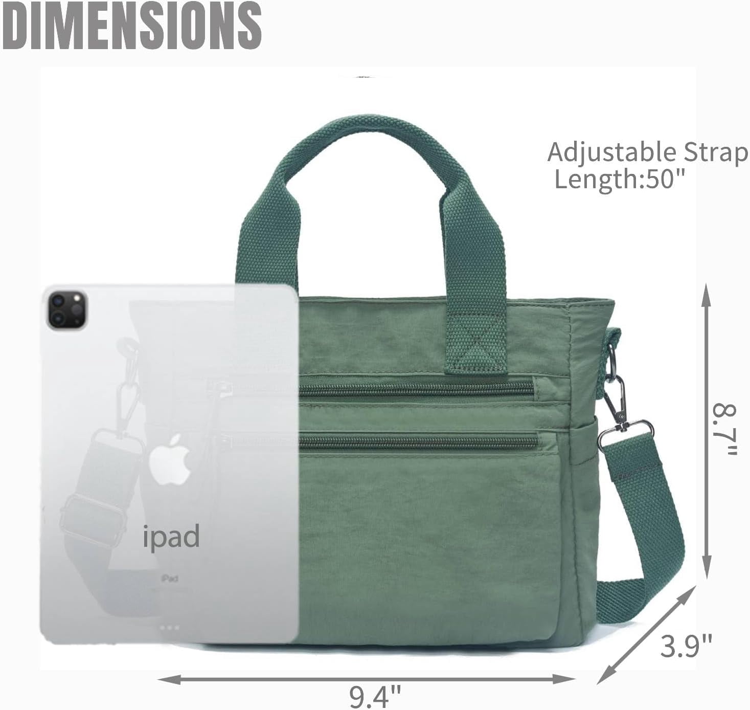 Small Nylon Tote Bag for Women Lightweight Crossbody Tote Handbag with Long Strap for Daily, Work, College & Travel