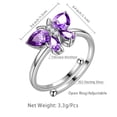 thumbnail image 3 of Beautlace Butterfly Adjustable Ring,925 Sterling Silver Birthstone Open Ring Cute Animals Band Jewelry Gift for Women, 3 of 8