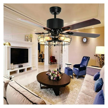 

ChicCrest 52 Farmhouse Ceiling Fan Lamp Industrial Rustic Metal Cage Pendant Fan !
