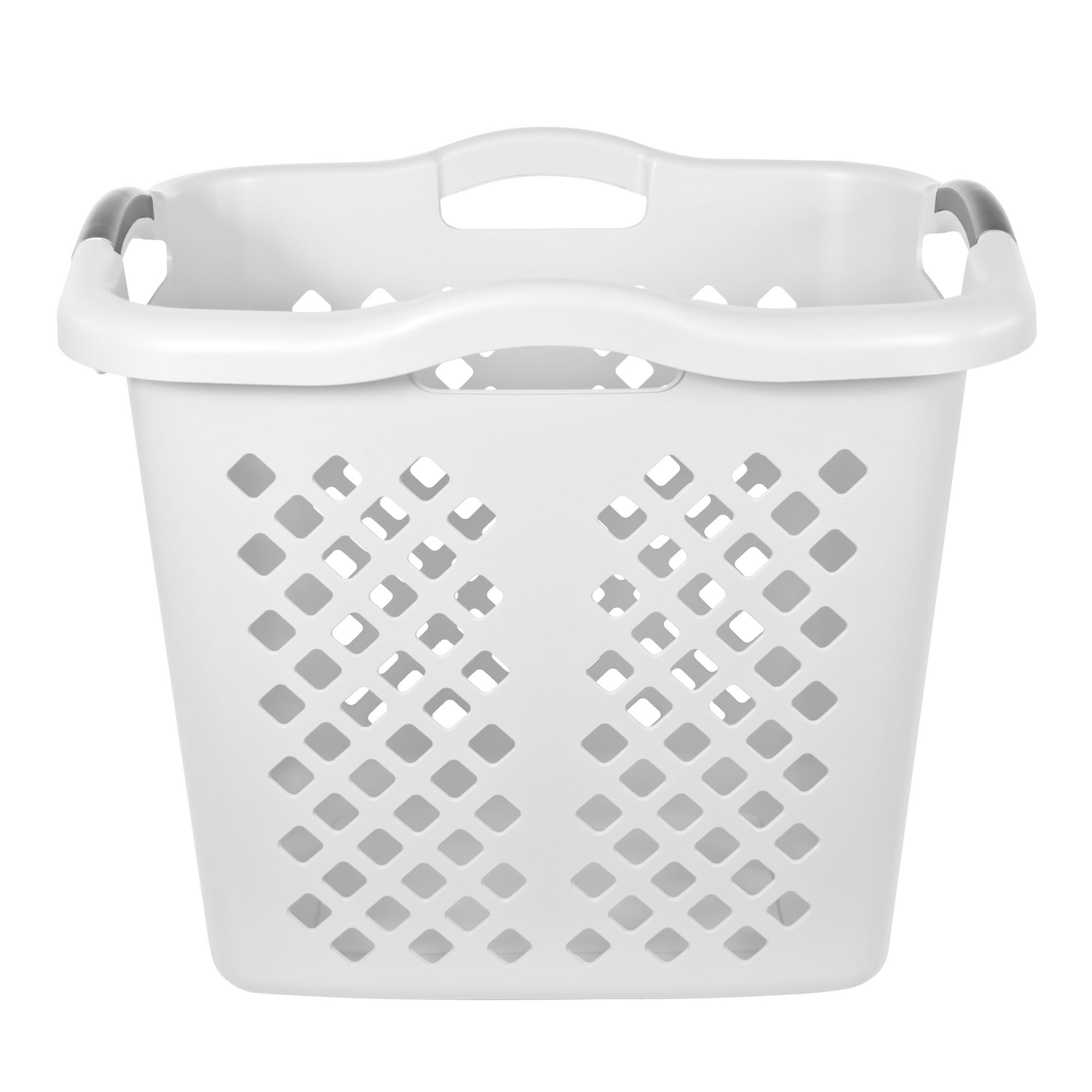 Home Logic 2 Bushel Lamper Plastic Laundry Basket with Silver Handles, White, 2 Pack
