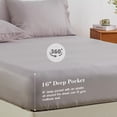 thumbnail image 4 of Simple&Opulence 100% Egyptian Cotton 400 Thread Count Queen Sheets-4 Pc Long Staple Pure Soft Sateen Weave Set-16” Deep Pocket Cooling Luxurious Bed Sheet with Double Hemstitch(Grey Lavender,Queen), 4 of 9
