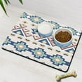 thumbnail image 3 of Boho Retro Floral Pet Feeding Mat-Abstract Art Geometric Absorbent Pet Placemat for Food and Water Bowl, with Waterproof Rubber Backing, Quick Dry Water Dispenser Mat for Dog and Cat (24"x32"), 3 of 7