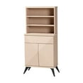 thumbnail image 2 of Baxton Studio Draper Mid-Century Modern Two-Tone Light Brown and Black Wood Kitchen Cabinet, 2 of 3