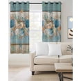 thumbnail image 2 of Teal Blue Brown Beach Coastal Blackout Curtains for Bedroom Living Room Darkening Curtains 54 Inch Long Nautical Shell Starfish Coral Summer Short Curtain for Small Window Treatment Drapes 42"x54"x2, 2 of 9
