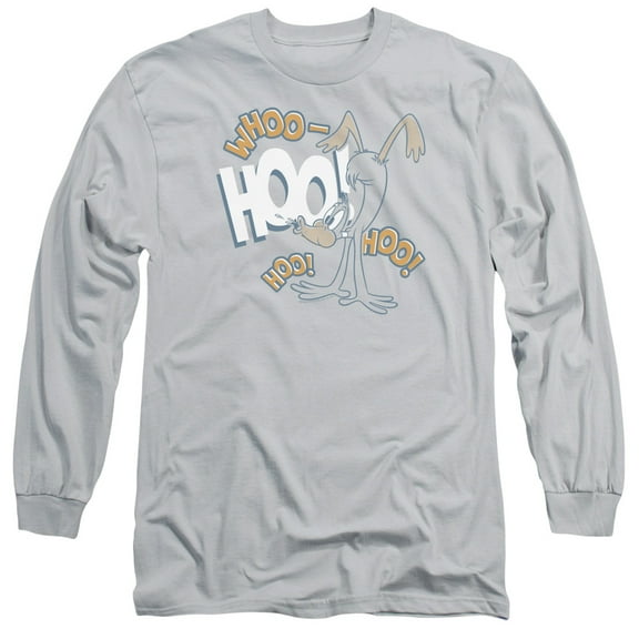 Looney Tunes Daffy Laugh Long Sleeve Adult 18/1 T-Shirt Silver