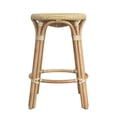 thumbnail image 3 of Home Square Rattan Round Backless Counter Stool in Yellow & White - Set of 2, 3 of 7