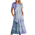 thumbnail image 2 of Robe d'Été pour Femmes 2024 Mode Grande Taille Décontractée Manches Courtes Col Rond Robe Décontractée Fluide à Étages Maxi Robe de Plage avec Poches Robe Imprimée 50 % de Réduction!, 2 of 7