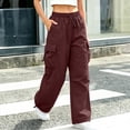 thumbnail image 3 of MexChoioe Womens Wide Leg Cargo Pants Plus Size Elastic Drawstring Waist Adjustable Hem Casual Outdoor Athletic Work Pants, 3 of 6