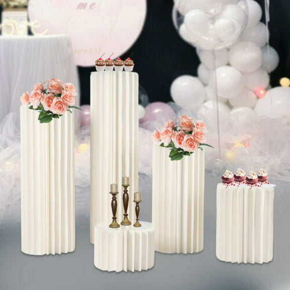 5pcs Cardboard Vase Pillars Column Wedding Centerpieces Flower Stand Decoration