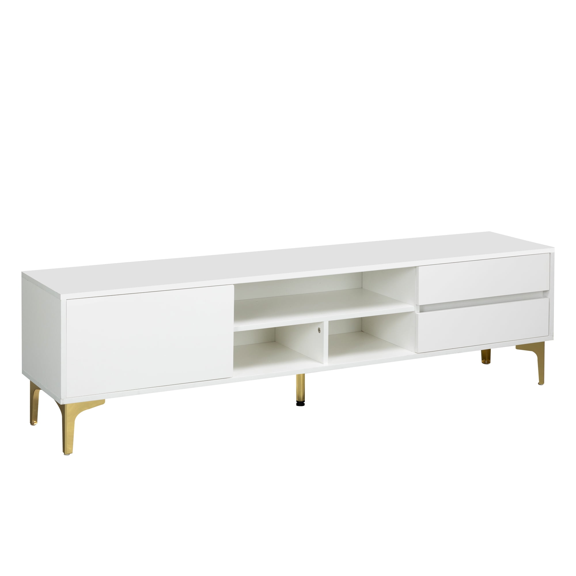 Aukfa LED TV Stand for TV up to 65" 70",UV Entertainment Center for Living Room Office, White
