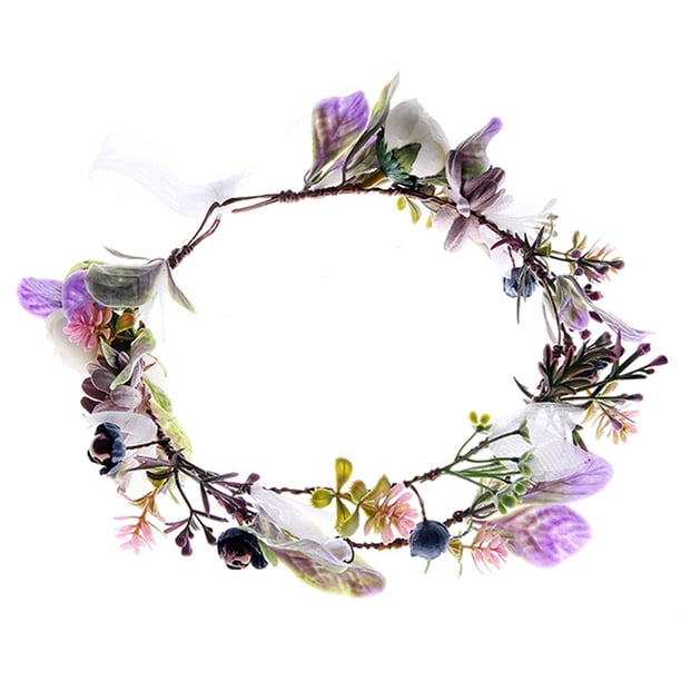 KAKOWELY Diadema de flores, diadema floral, corona nupcial para el cabello, guirnalda, tocado