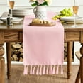 thumbnail image 4 of Ksopiavobs Blush Pink Tassel Table Runner, Linen Blend Rustic Farmhouse Style Kitchen Table Decoration Holiday Wedding Party Dinning Decor 13x90 Inch, 4 of 6