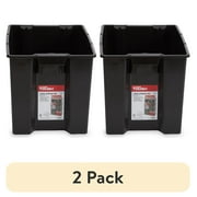 (2 pack) Hyper Tough Garage Plastic Storage Bin Large Nesting Stacking, Black