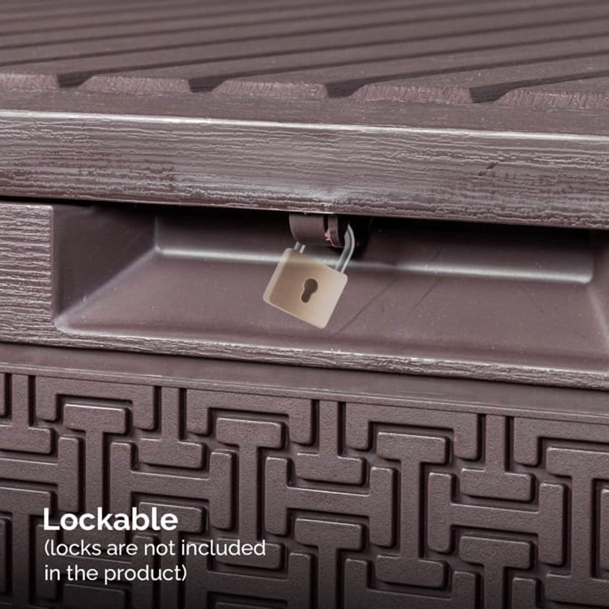 90gal Outdoor Garden Plastic Storage Deck Box Chest Tools Cushions Toys Lockable Seat