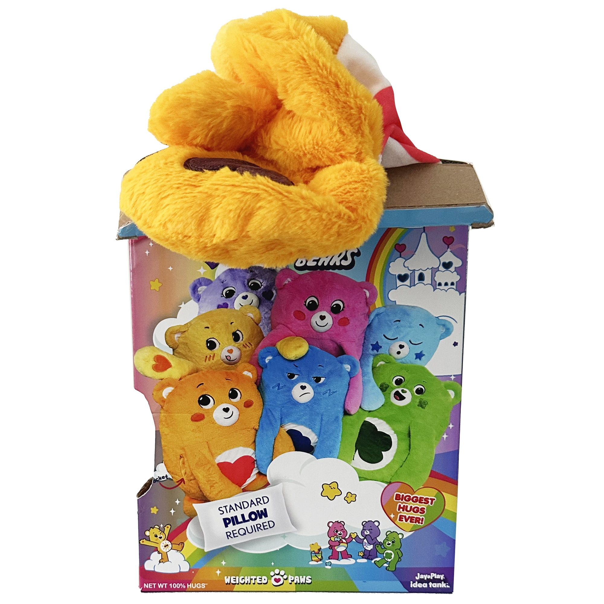 Happy Nappers: Care Bears Pillow Pocket Pal - Tenderheart Bear - Plush Character Pillow Case, Animal Cover w/ Weighted Paws, Huggable Companion, Kids