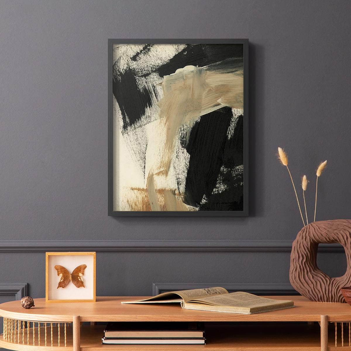 Baked Paintstrokes IV Framed Print in Black Solid Wood Framed Print No Nail Hanging