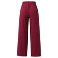 thumbnail image 6 of Ediodpoh Womens Pants Casual Solid Color Trouser Blend Drawstring Elastic Waist Pocket Long Wide Leg Linen L, 6 of 9