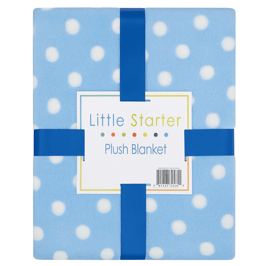 Little Starter Male Blue Polka Dot Polyester Blanket for Baby's
