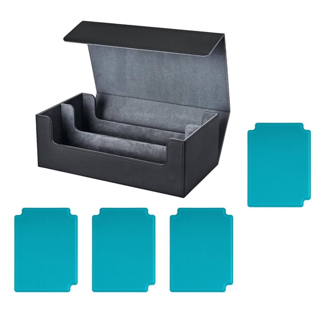 CAJA DE CARAL CAJA COMEDIBLE Magnética Duración con 4 divisores de cartas Negro Gris con Azul