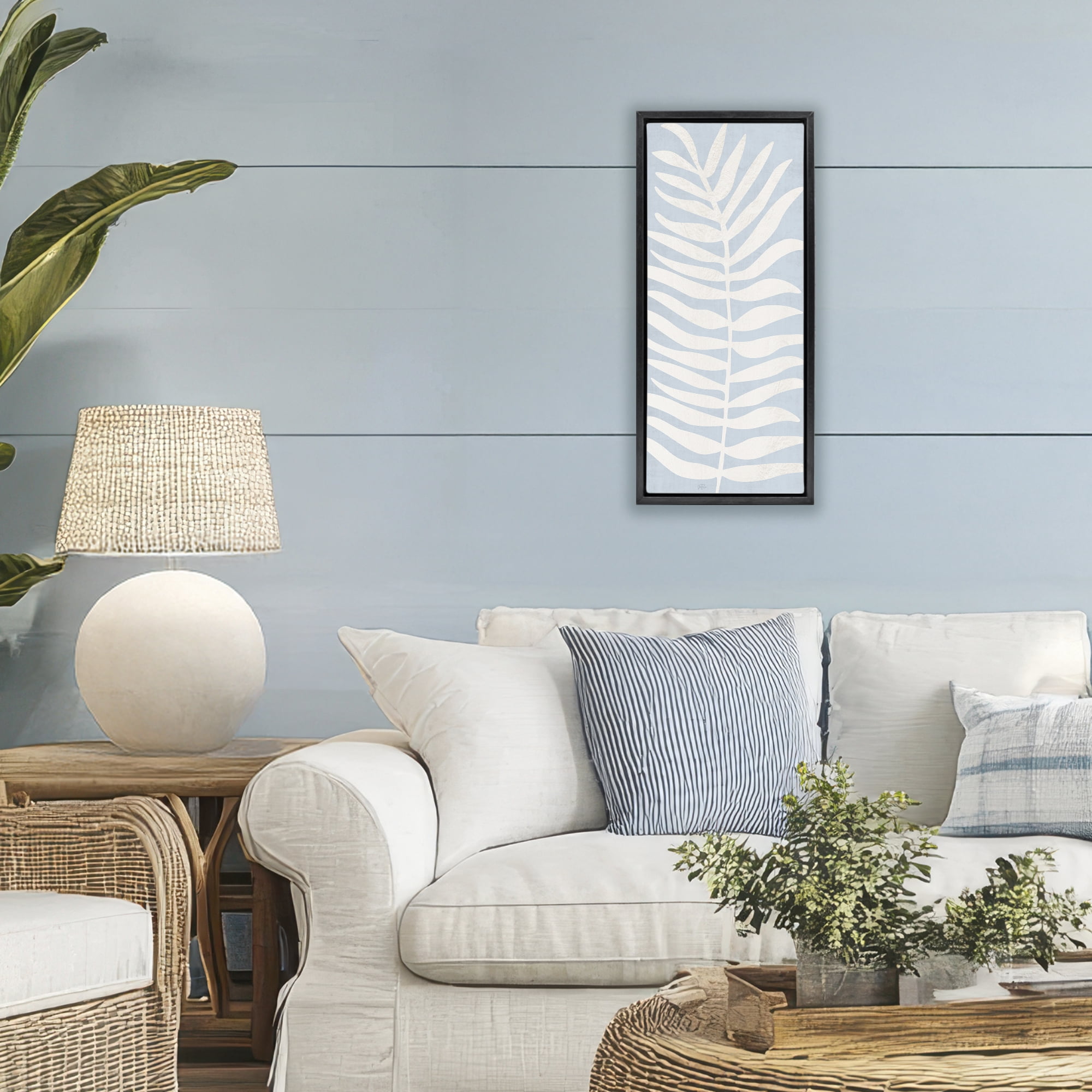 Stupell Industries Minimal Leaf Silhouette Black Framed Floater Canvas Wall Art, design by Natalie Carpentieri