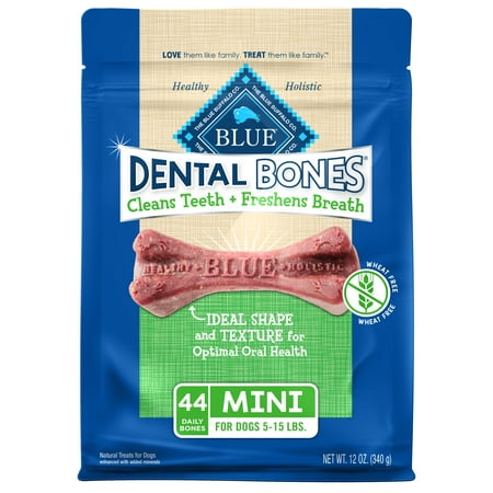 UPC: 0859610005260 | Blue Buffalo Dental Bones Mini (5-15 lbs) Dental Treats for Adult Dogs Whole Grain 12 oz. Bag