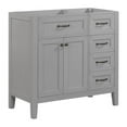 thumbnail image 2 of 36" Bathroom Vanity Without Top Sink, Modern Bathroom Cabinet with 3 Drawers and 2 Doors, Freestanding Bathroom Vanity with Open Shelf, Wood Storage Cabinet, Grey, 2 of 7
