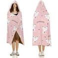 thumbnail image 3 of Cartoon Cat Pattern Wearable Blanket Hoodie Cloak Hooded Blankets Softest Warmth Throw Blanket for Girls Womens Kids, 3 of 6