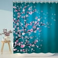 thumbnail image 3 of JOOCAR Cherry Blossom Shower Curtain Japanese Shower Curtain Floral Sakura Plum Blossom Flower Shower Curtains with 12 Hooks Teal Blue and Pink Pretty Shower Curtain, 72" W x 72" H inch, 3 of 7