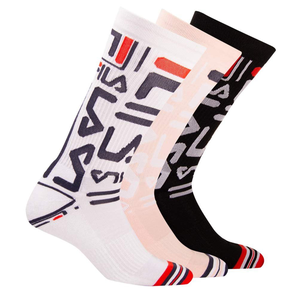 Fila Men's 3-Pack Heritage Mix Logo Crew Socks White/Pink/Black ...