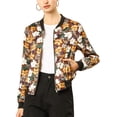 thumbnail image 1 of INSPIRE CHIC Blouson Bomber Court à Imprimés Floraux pour Femme à Col Montant à Fermeture à Glissière, 1 of 6
