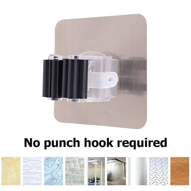 Ganchos adhesivos para cocina, baño, pared, colgador de fregona, soporte para escoba negro Ndcxsfigh Libre de BPA