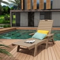 thumbnail image 5 of FADINGFREE Outdoor Patio Chaise Lounge Chair with Armrest & Adjustable Backrest, All-Weather HDPE Chaise Lounger, Weatherwood, 5 of 7