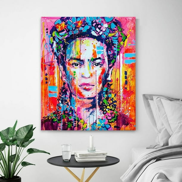 Cuadro Moderno Frida Kahlo Graffiti Colores En Lienzo Canvas