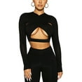 thumbnail image 5 of Yuemengxuan Ladies Fashion Hollow Midriff-baring Tops, Cross Chest Wrapped Slim Base Shirt, 5 of 8