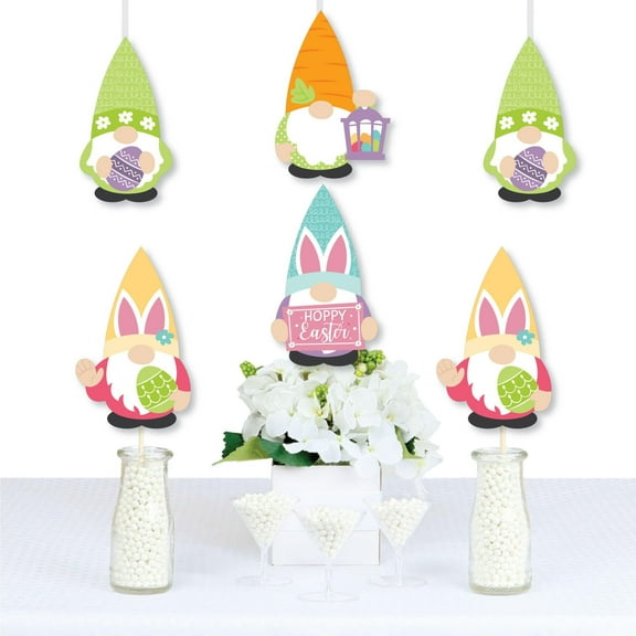 Big Dot of Happiness Easter Gnomes - Decorations DIY Spring Bunny Party Essentials - Set of 20