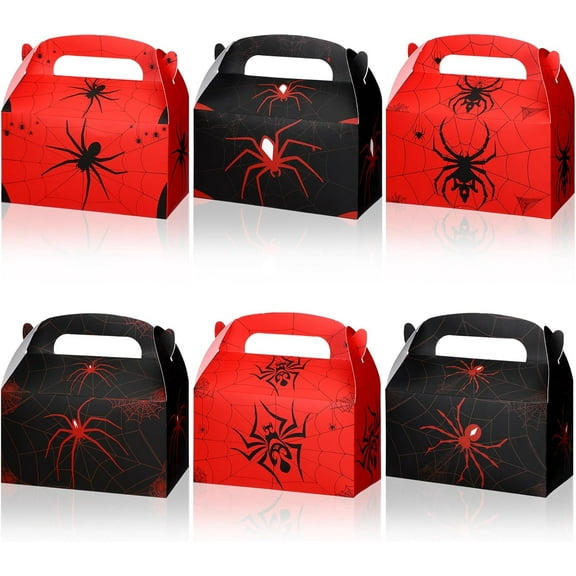 30 Pcs Spider Party Favors Halloween Spiderweb Birthday Party Supplies Ghost Spider Boxes Gift Spiderweb Theme Style Halloween Favors Goodie Boxes Fill up The Birthday Black and Red Candy Box