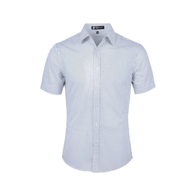 INSPIRE CHIC Chemises pour Hommes Inspirées Col Pointu Manches Courtes Pois Chemise Boutonnée 34 Blanc