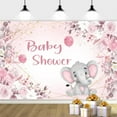 thumbnail image 3 of 20 x 10 ft Pink Baby Shower Background, Girl Baby Shower Backdrop Pink Baby Elephant Birthday Backdrop Pink Floral Watercolor Backdrop for Girl Baby Shower Birthday, 3 of 5