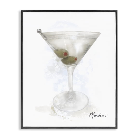 Stupell Industries Soft Muted Martini Food & Beverage Painting Black Framed Art Print Wall Art, 11 x 14