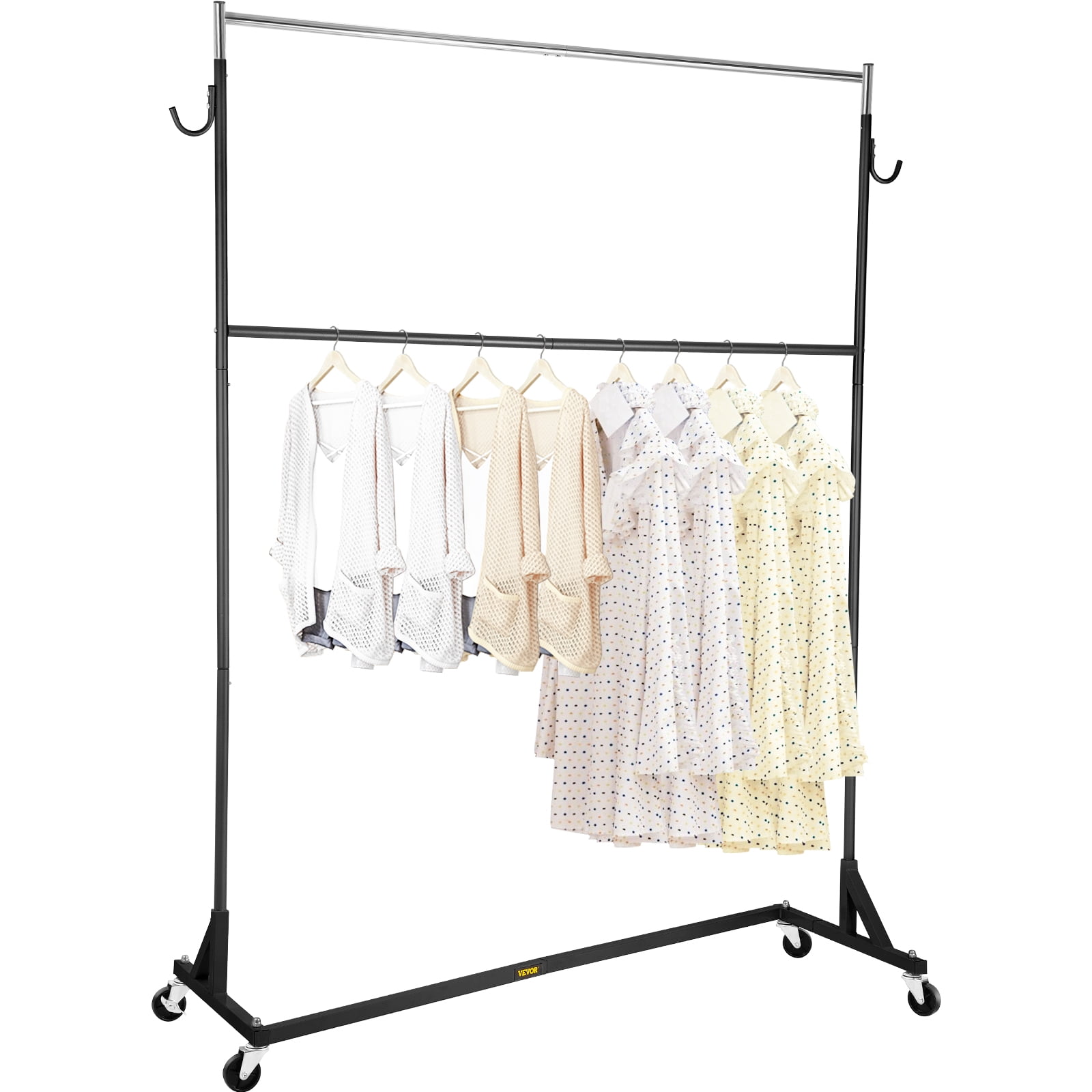 Clothing Clothes Rack Z-Truck Rolling Locking Casters 68" x 36" Single Rail 