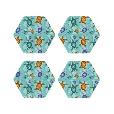 

Tideii Turtles And Sea for Leather Coasters 4 Pieces Anti-fouling and Anti-scalding Decorative Coasters Suitable for Restaurants Kitchens Coffee Shops-Hexagon