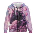 thumbnail image 4 of Uorisanigo Purple Rose Horse Womens Full Zip Up Hoodies Size 2XL Polyester Oversized Long Sleeve Hoodies with Pocket Soft Fall Fashion Sweatshirt, 4 of 7
