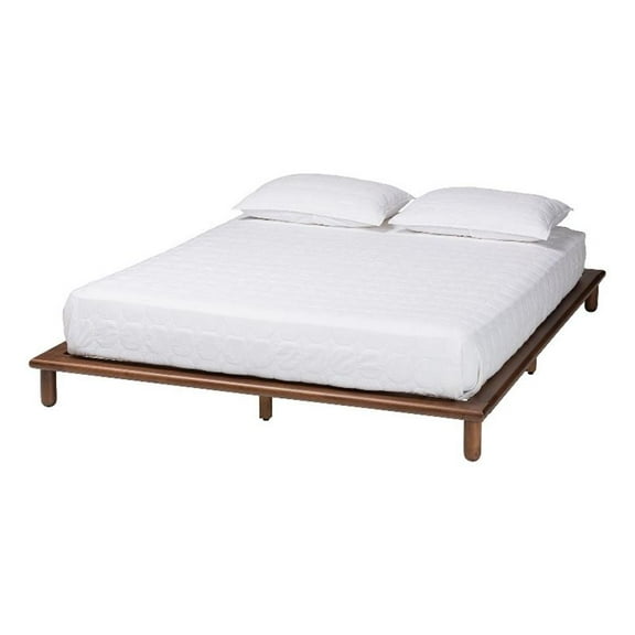Pemberly Row Modern Walnut Brown Finished Wood King Size Bed Frame